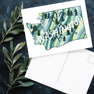 Cartão Postal Mapa Ilustrado do Estado de Washington