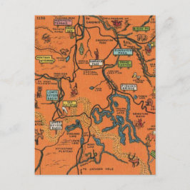 Cartão Postal Mapa Ilustrado do Parque Yellowstone Laranja