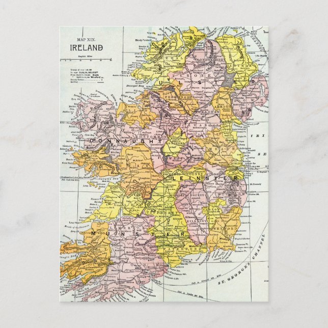 Cartão Postal MAPA: IRLANDA, c1890 (Frente)