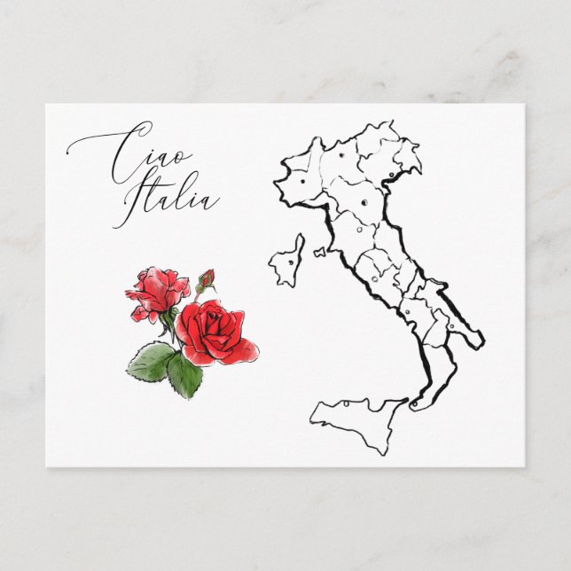 Cartão Postal *~* Mapa italiano da língua italiana na Itália (Frente)