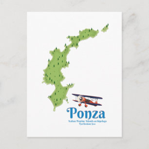 Cartão Postal Mapa italiano de Ponza.