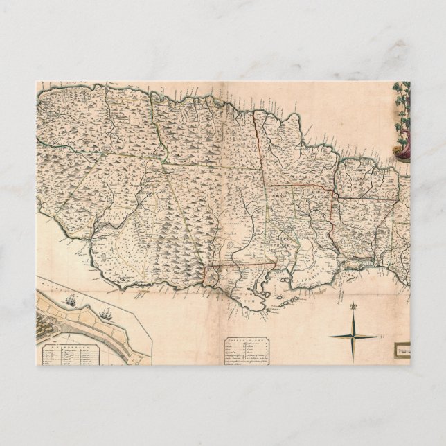 CARTÃO POSTAL MAPA: JAMAICA, 1755 2 (Frente)