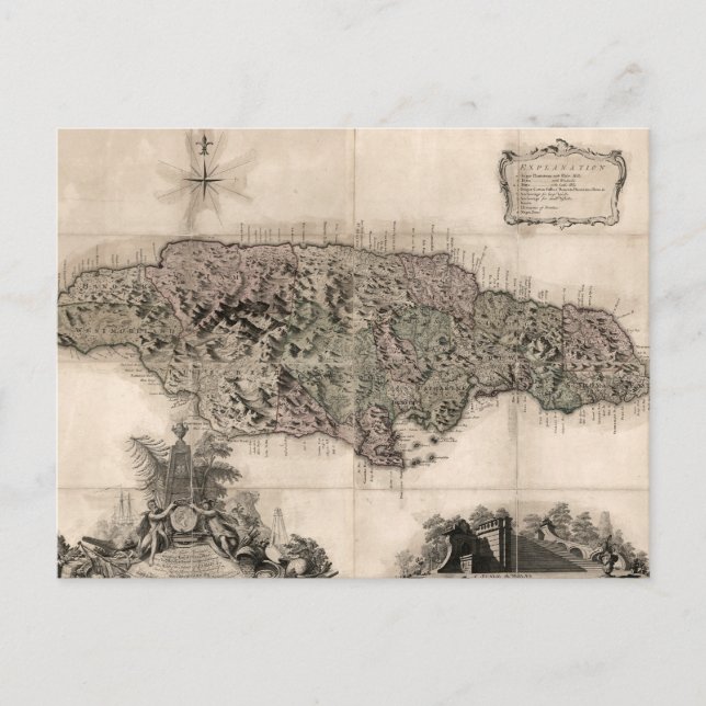 CARTÃO POSTAL MAPA: JAMAICA, 1763 (Frente)