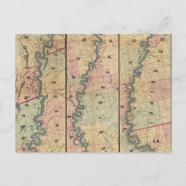 Cartão Postal Mapa Lloyd do Rio Lower Mississippi (Frente)