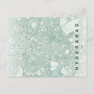 Cartão Postal Mapa Minimalista da Cidade de Hyderabad na Índia
