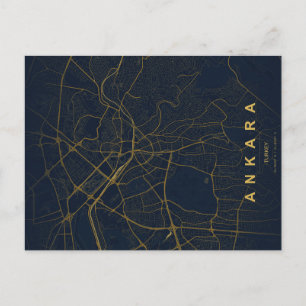 Cartão Postal Mapa Minimalista de Ancara Turquia