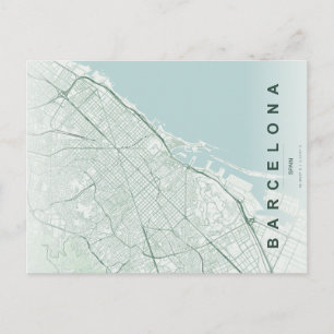 Cartão Postal Mapa Minimalista de Barcelona Espanha Postcard