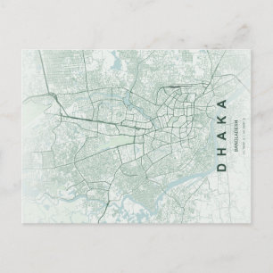 Cartão Postal Mapa Minimalista de Dhaka Bangladesh Postcard