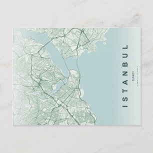 Cartão Postal Mapa Minimalista de Istambul Turquia