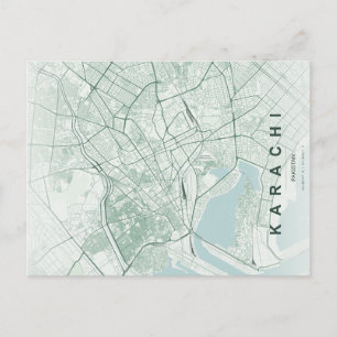 Cartão Postal Mapa Minimalista de Karachi Paquistão
