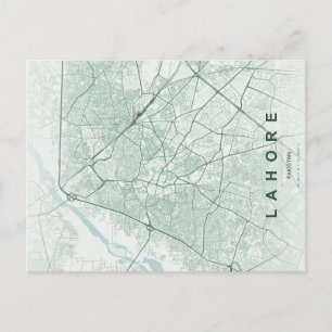 Cartão Postal Mapa Minimalista de Lahore Paquistão