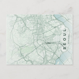 Cartão Postal Mapa Minimalista de Seul Coreia do Sul