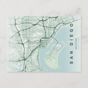 Cartão Postal Mapa Mínimo de San Diego em Postcard