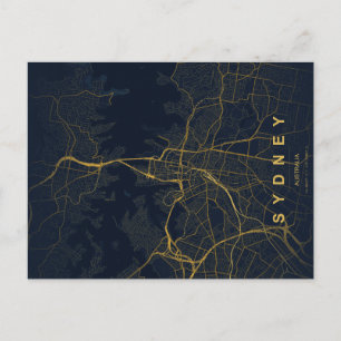 Cartão Postal Mapa Mínimo de Sydney em Postcard