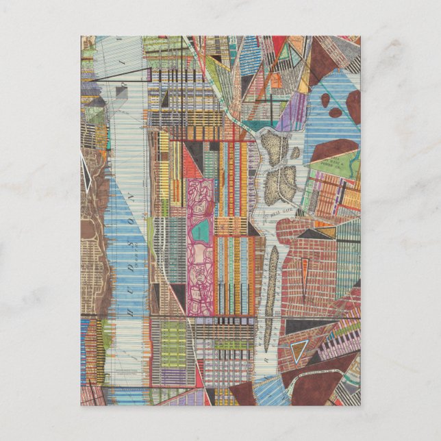 Cartão Postal Mapa Moderno de Nova Iorque III (Frente)