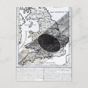 Cartão Postal Mapa mostrando a passagem da sombra da lua