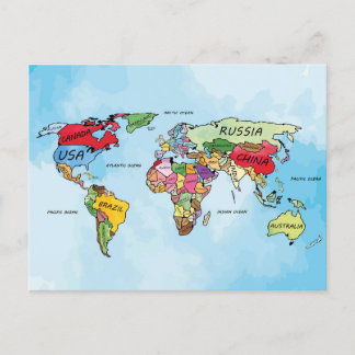 Cartão Postal Mapa Mundial
