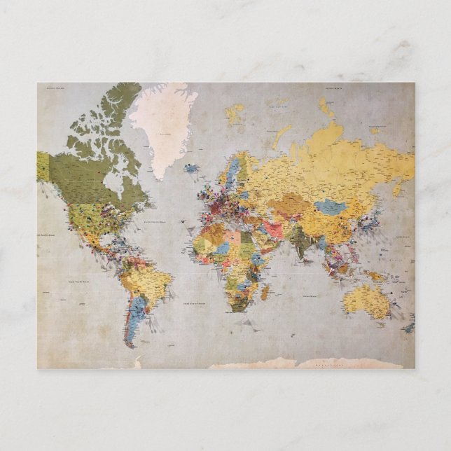 Cartão Postal mapa mundial (Frente)