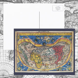 Cartão Postal Mapa Mundial Anti-Cardíaco de Peter Apian 1520