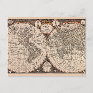 Cartão Postal Mapa Mundial Antigo (1766)