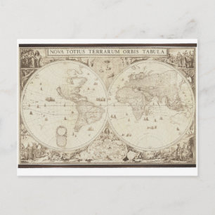 Cartão Postal Mapa Mundial Antigo e Antiquado