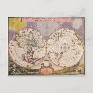 Cartão Postal Mapa Mundial Antiquado