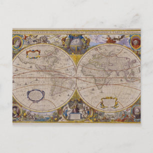 Cartão Postal Mapa Mundial Antiquado 2