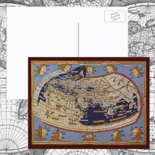 Cartão Postal Mapa Mundial Antiquado Ptolémico, Johannes de Arn