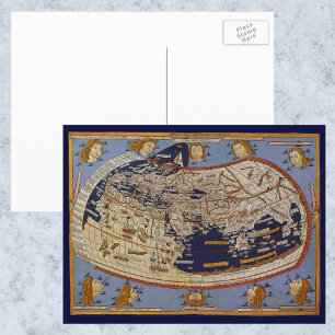 Cartão Postal Mapa Mundial Antiquado Ptolémico, Johannes de Arn