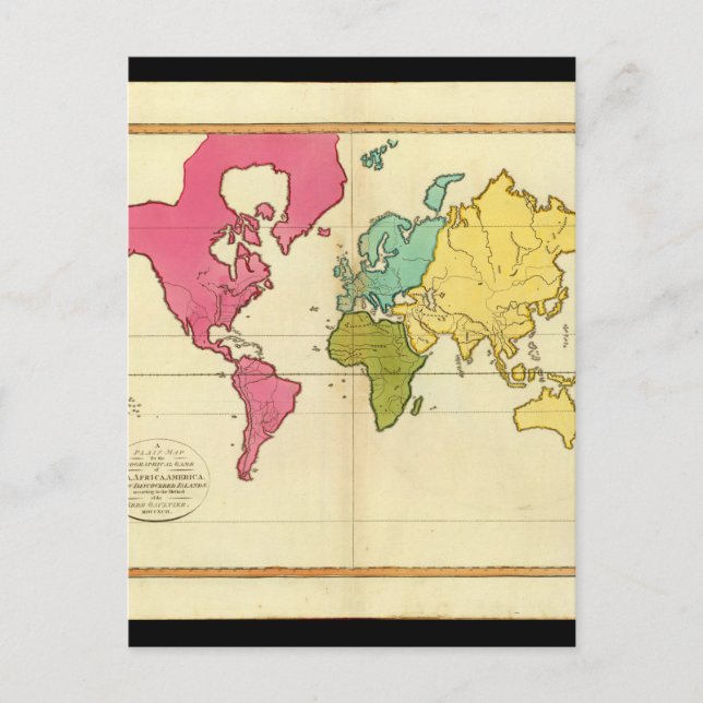 Cartão Postal Mapa Mundial Cansado 8_Mapas de Antiguidade (Frente)