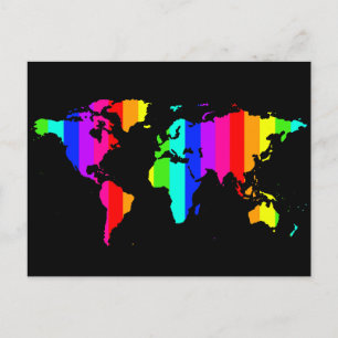 Cartão Postal Mapa mundial colorido