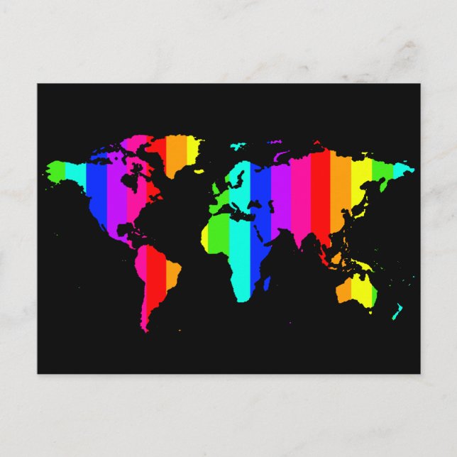 Cartão Postal Mapa mundial colorido (Frente)