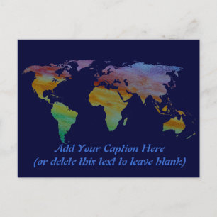 Cartão Postal Mapa Mundial Colorwash