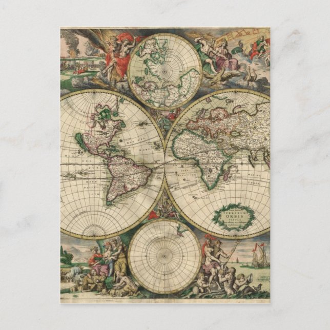Cartão Postal Mapa mundial de 1689 (Frente)