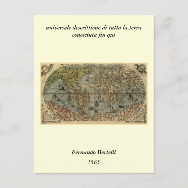 Cartão Postal Mapa Mundial de Ferando Berteli (Fernando Bertelli (Frente)