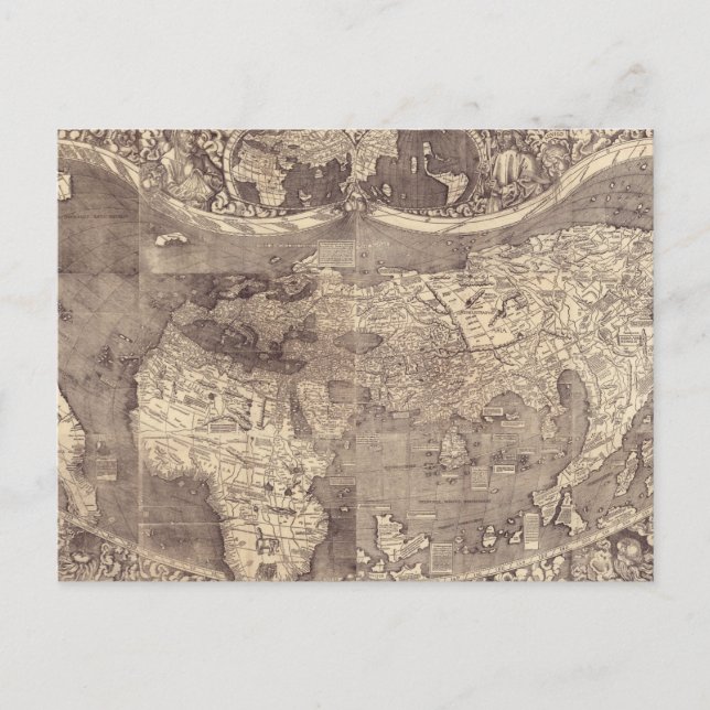 Cartão Postal Mapa Mundial de Martin Waldseemuller 1507 (Frente)