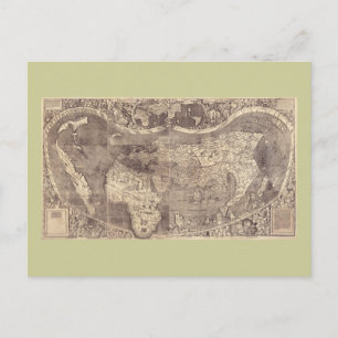 Cartão Postal Mapa Mundial de Martin Waldseemuller 1507