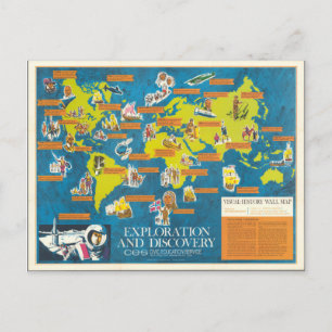 Cartão Postal Mapa Mundial de Pesquisa e Descoberta do Visual-Hi