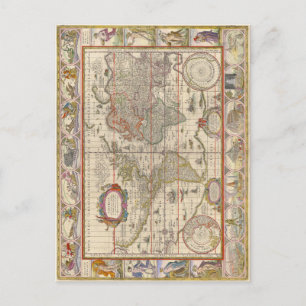 Cartão Postal Mapa mundial de Willem Blaeu