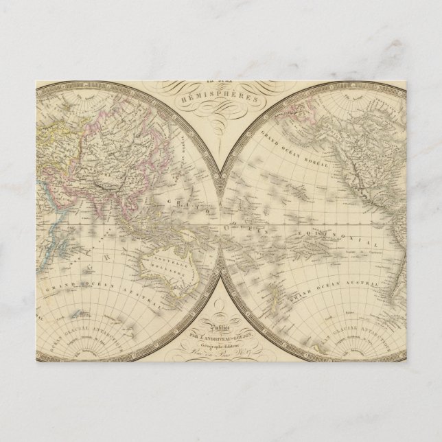 Cartão Postal Mapa Mundial do Atlas (Frente)