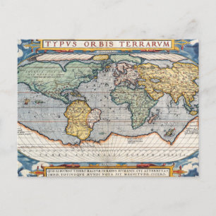 Cartão Postal Mapa Mundial do Século XVI
