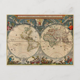 Cartão Postal Mapa Mundial Nova Totius Terrarum Orbis Tabula