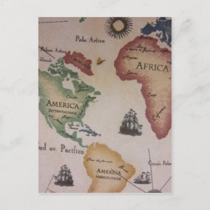 Cartão Postal Mapa Mundial — Oceano Atlântico