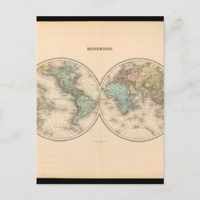 Cartão Postal Mapa Mundial Verdadeiro 12 (Frente)