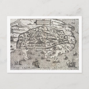 Cartão Postal Mapa municipal de Alexandria, Egito, c.1625 (gravu