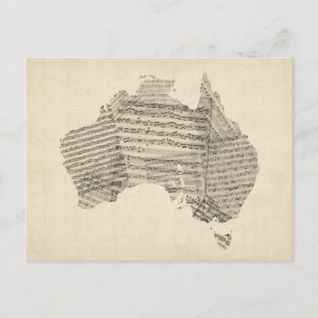 Cartão Postal Mapa musical antigo da Austrália (Frente)