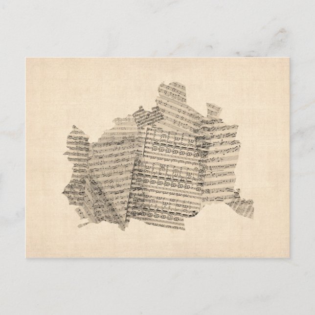 Cartão Postal Mapa musical antigo do mapa austríaco de Viena (Frente)