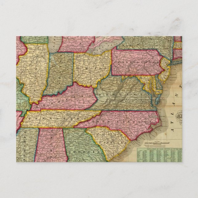 Cartão Postal Mapa Nacional de Mitchell da República Americana (Frente)