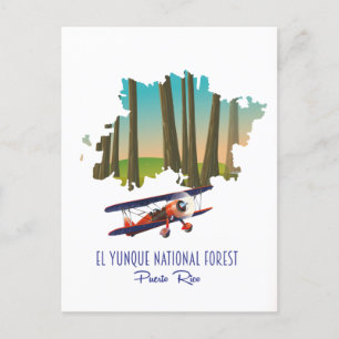 Cartão Postal Mapa nacional de Porto Rico da floresta El yunque
