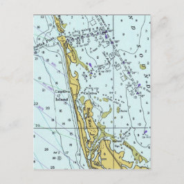 Cartão Postal Mapa náutico da ilha Captiva